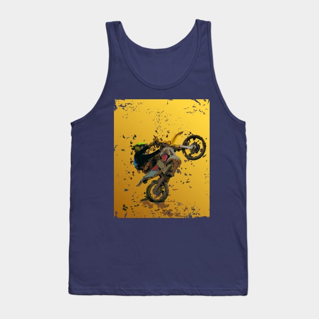 Dirt bike rider on grunge background Tank Top by MultistorieDog